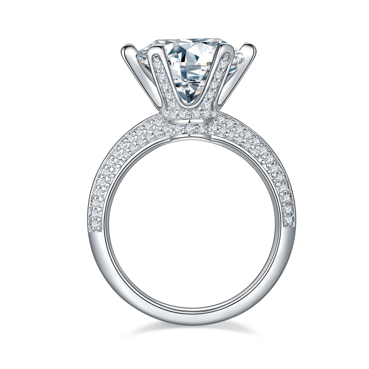 Half of the Country S925 Silver Plated Platinum Moissanite Diamond Women's Ring 5.0 Carat D-Class